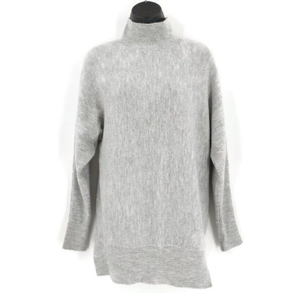 MAGASCHONI Sz M MockNeck Sweater Knit Gray Pullover Vented Oversized Fall Winter - Picture 2 of 12